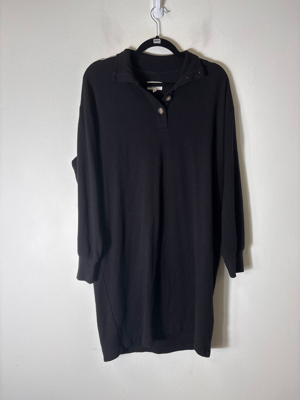 Lou & Grey Black Sweatshirt Long Sleeve Dress Sz M